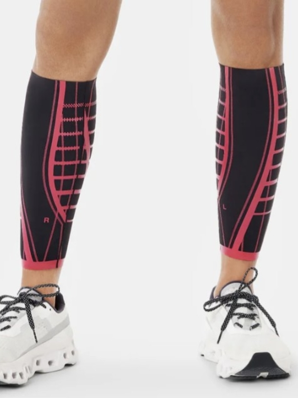 Women's Black and Pink Compression Calf Sleeves - Performance Support